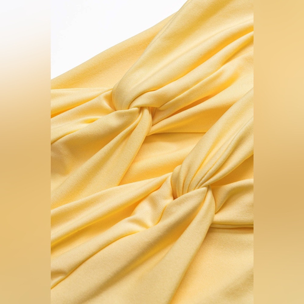 Elegant Yellow Ruched Dress size XS/S more like XS MC7-11 - Picture 3 of 7